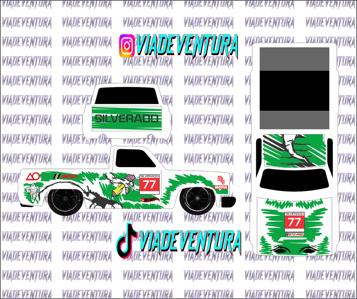 Sketch Rexy Gre 1/64 83 Silverado WHITE TONER Universal Waterslide Decal for Hot