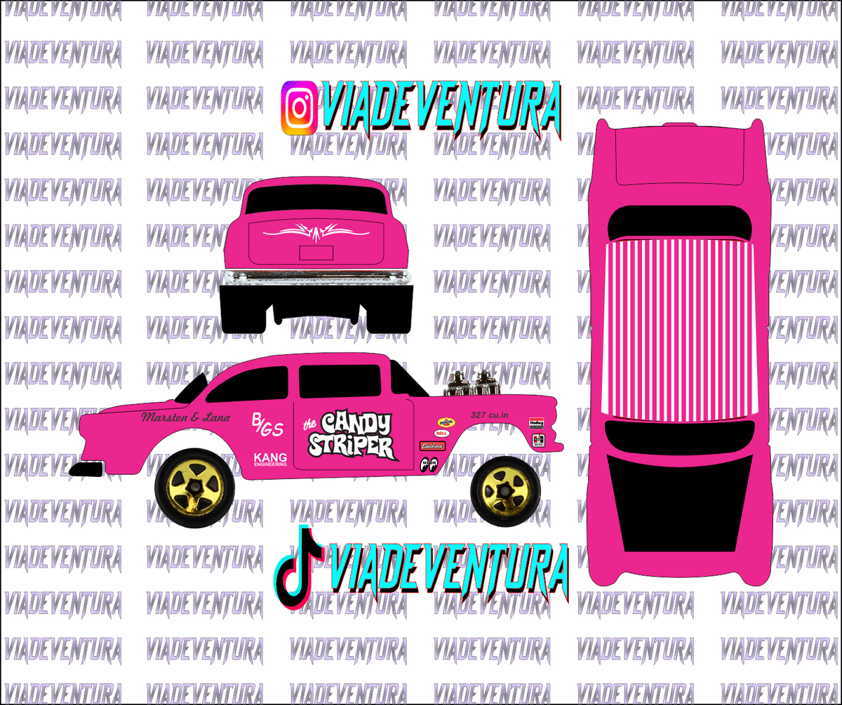 Candy Striper 1/64 55 Gasser WHITE TONER Universal Waterslide Decal for Hot