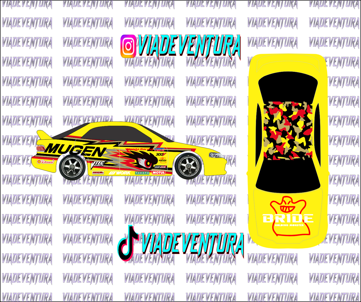 Mugen Camo Black 1/64 Civic FD2 WHITE TONER Universal Waterslide Decal for Hot