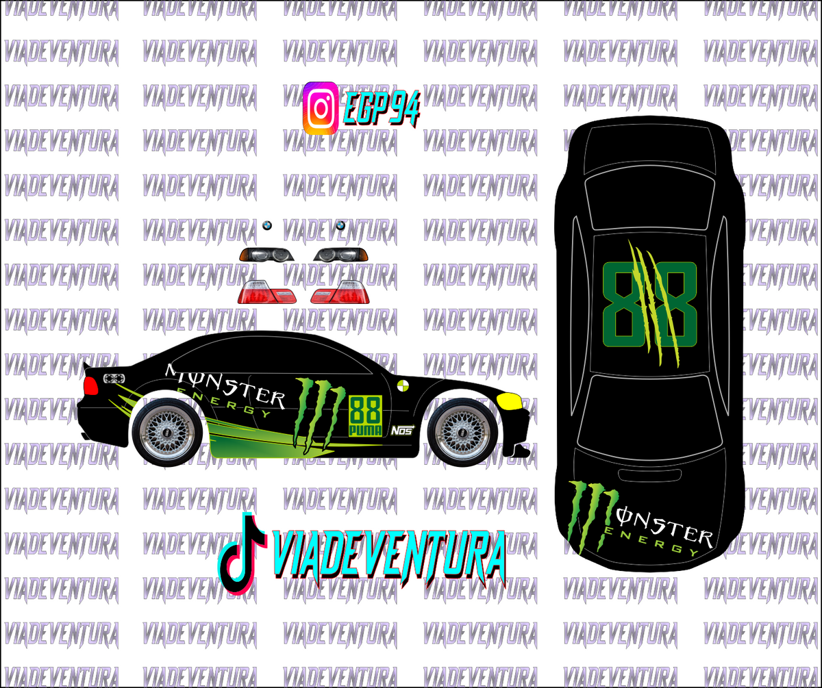 Monster 1/64 BMW M3 E46 WHITE TONER Universal Waterslide Decal for Hot
