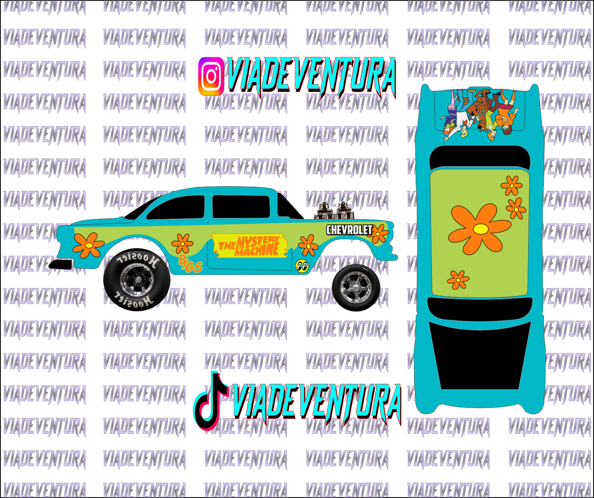 Mystery Machine 1/64 55 Gasser WHITE TONER Universal Waterslide Decal for Hot