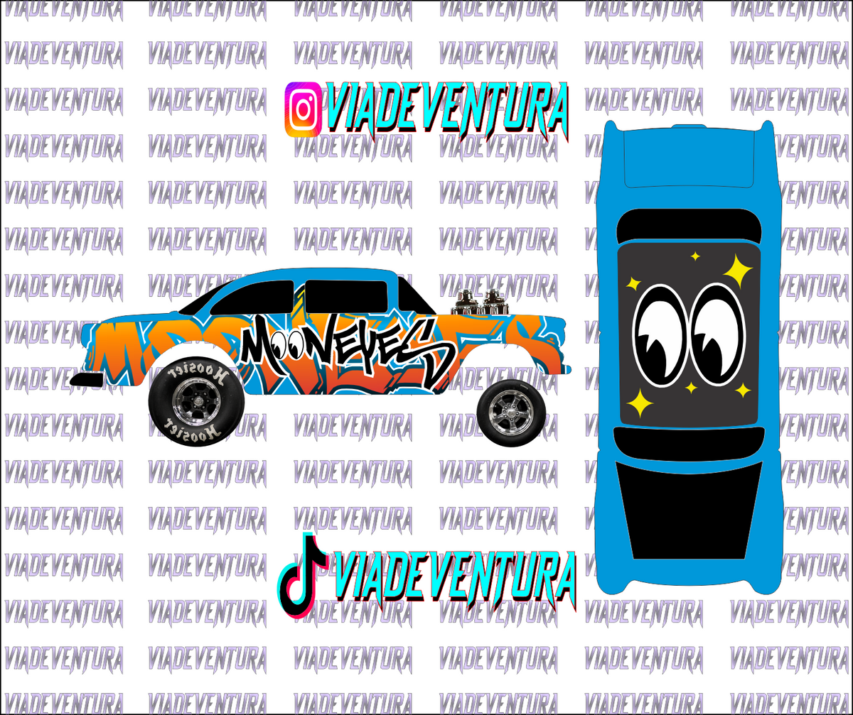 Graffiti Mooneyes 1/64 55 Gasser WHITE TONER Universal Waterslide Decal for Hot