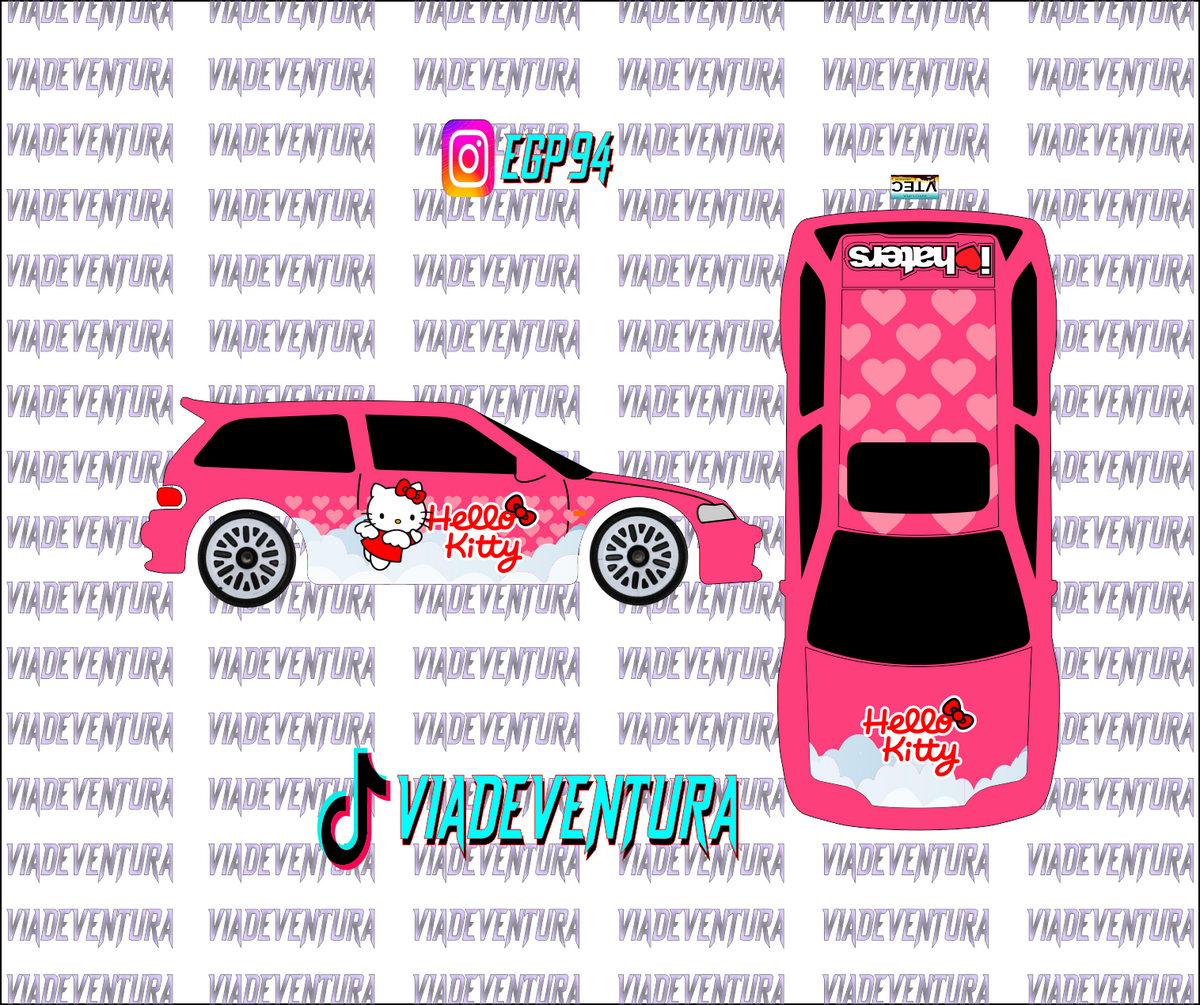 Hello Kitty 1/64 EF Civic WHITE TONER Universal WaterSlide Decal for Hot