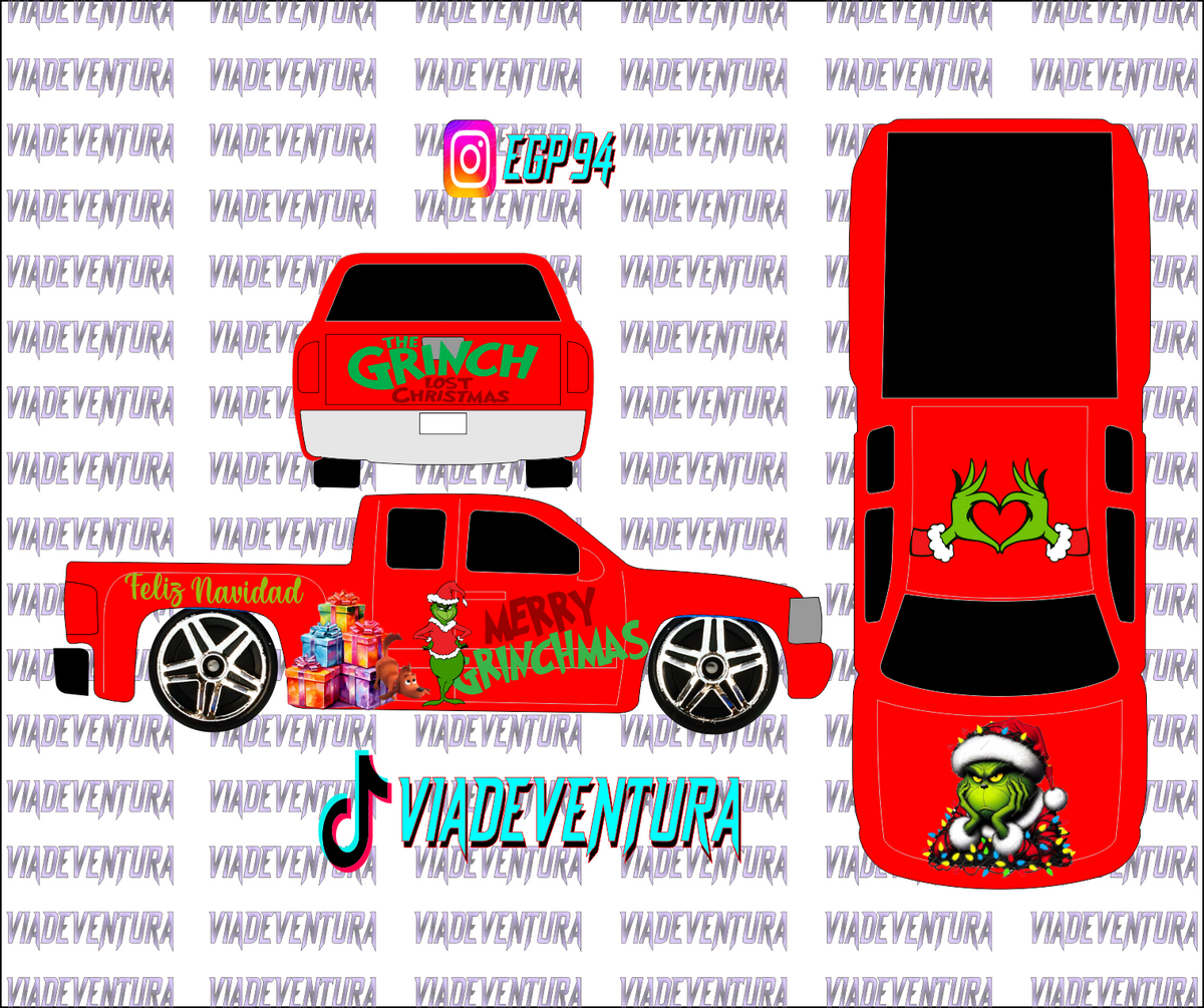 Grinchmas V1 1/64 07 Silverado WHITE TONER Universal Waterslide Decal for Hot