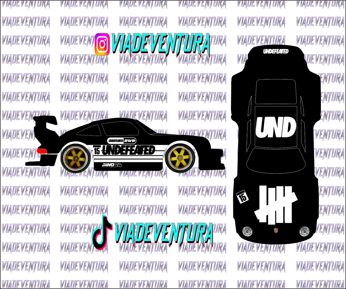 Undefeated V2 1/64 Porsche RWB WHITE TONER Universal Waterslide Decal for Hot