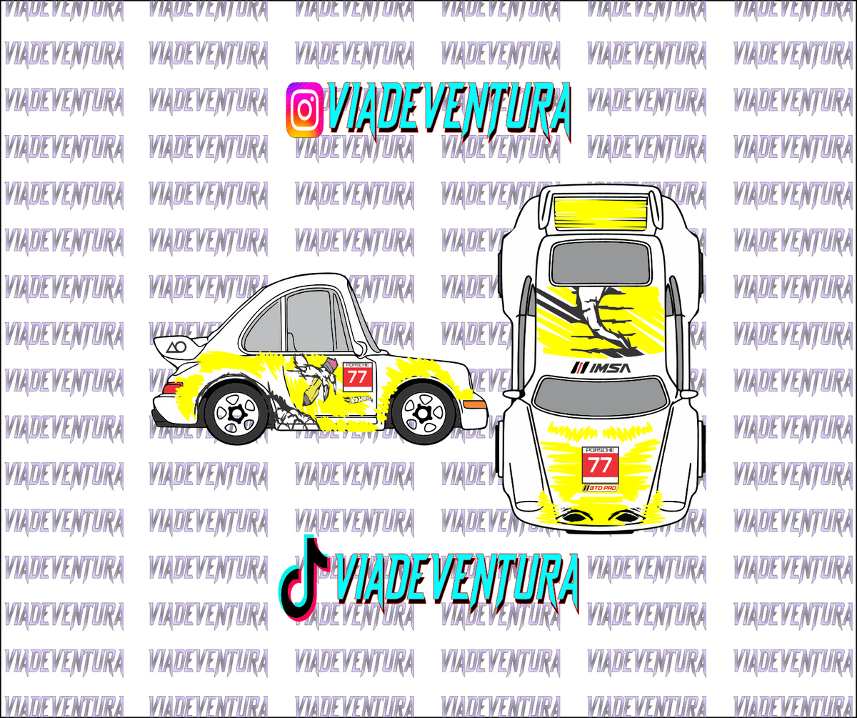 Sketch Rexy Y 1/64 Tooned Porsche WHITE TONER Universal Waterslide Decal for Hot