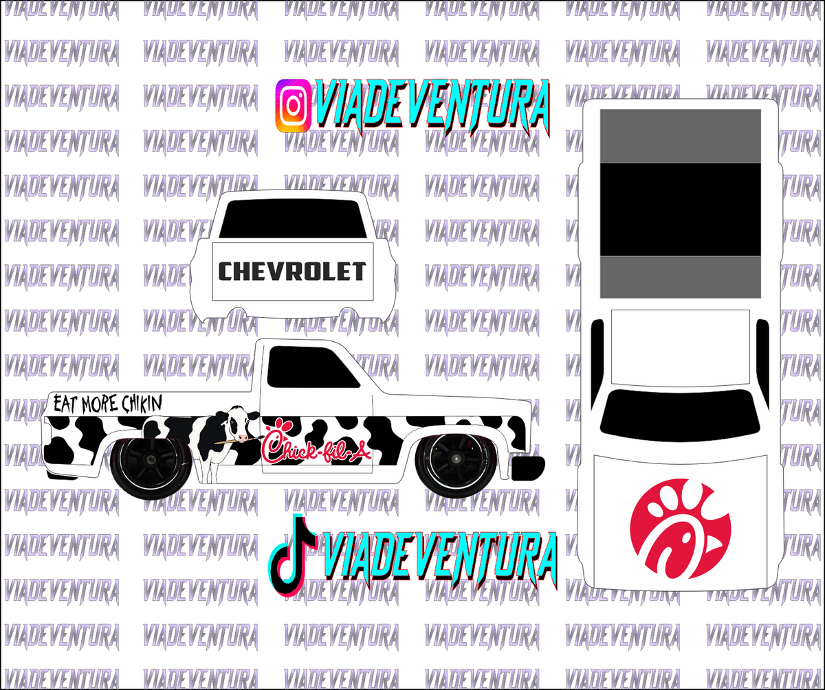 Chick Fil A 1/64 83 Silverado WHITE TONER Universal Waterslide Decal for Hot
