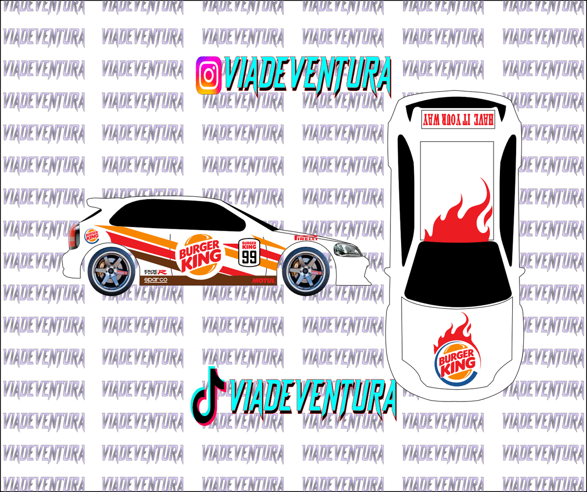 Burger King 1/64 EK9 Civic WHITE TONER Universal WaterSlide Decal for Hot