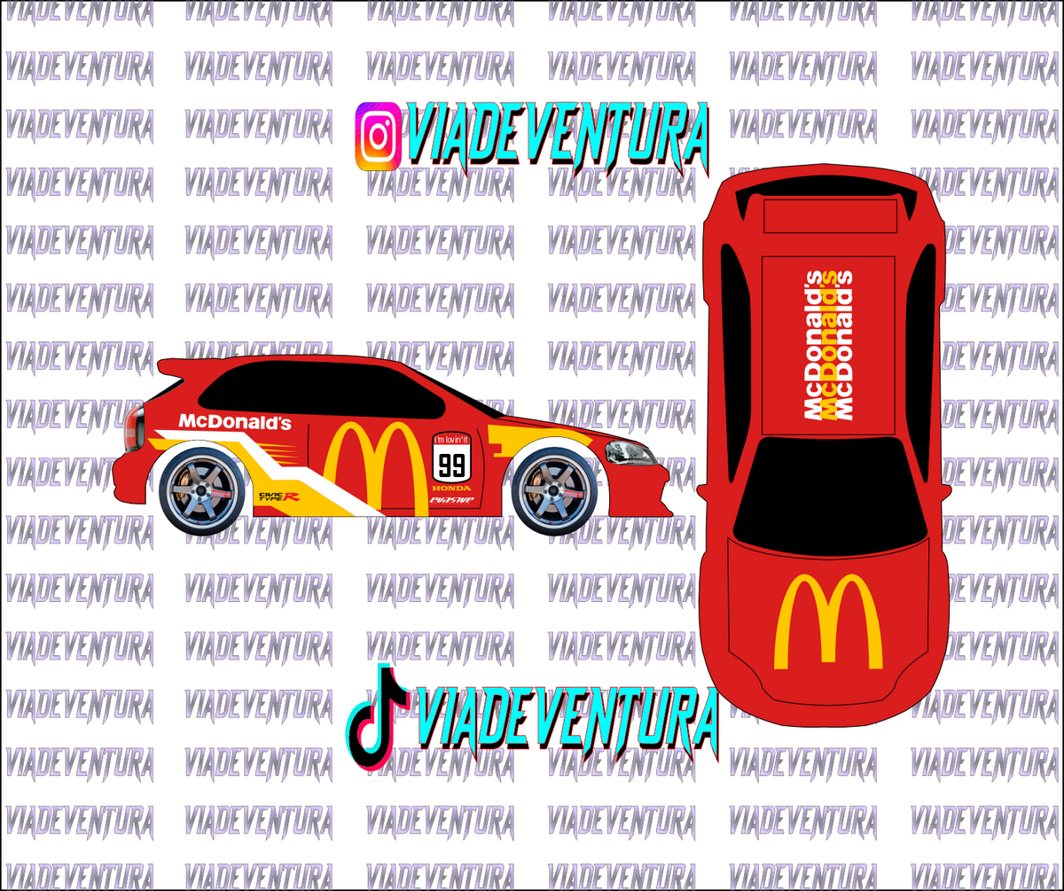McDonalds 1/64 EK9 Civic WHITE TONER Universal WaterSlide Decal for Hot