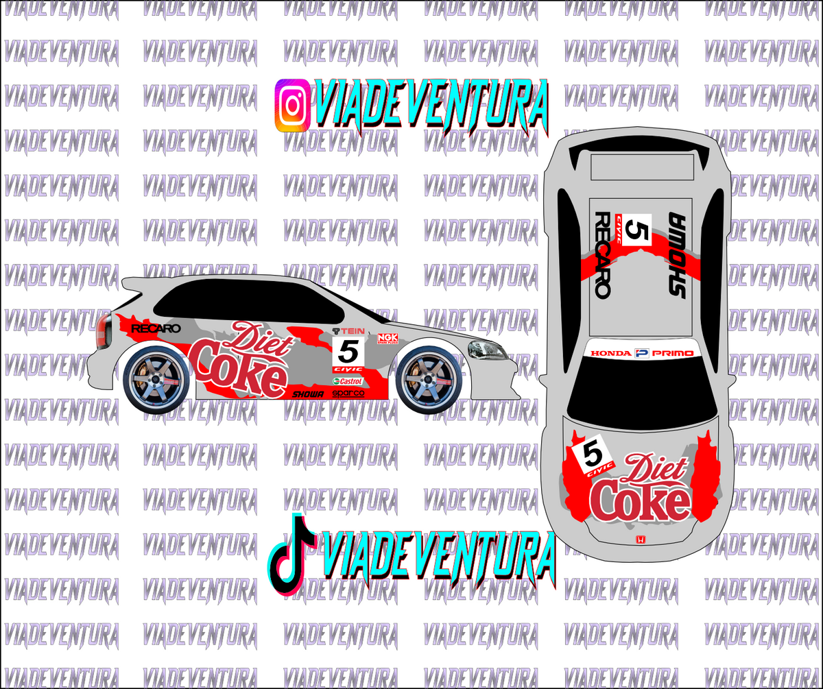 Diet Coke 1/64 EK9 Civic WHITE TONER Universal WaterSlide Decal for Hot