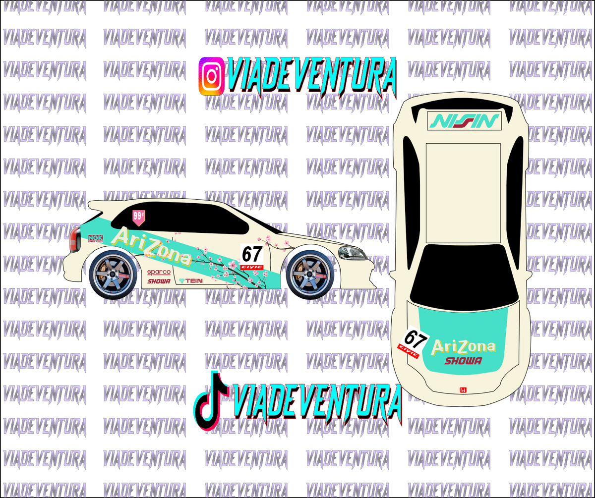 Arizona Tea 1/64 EK9 Civic WHITE TONER Universal WaterSlide Decal for Hot
