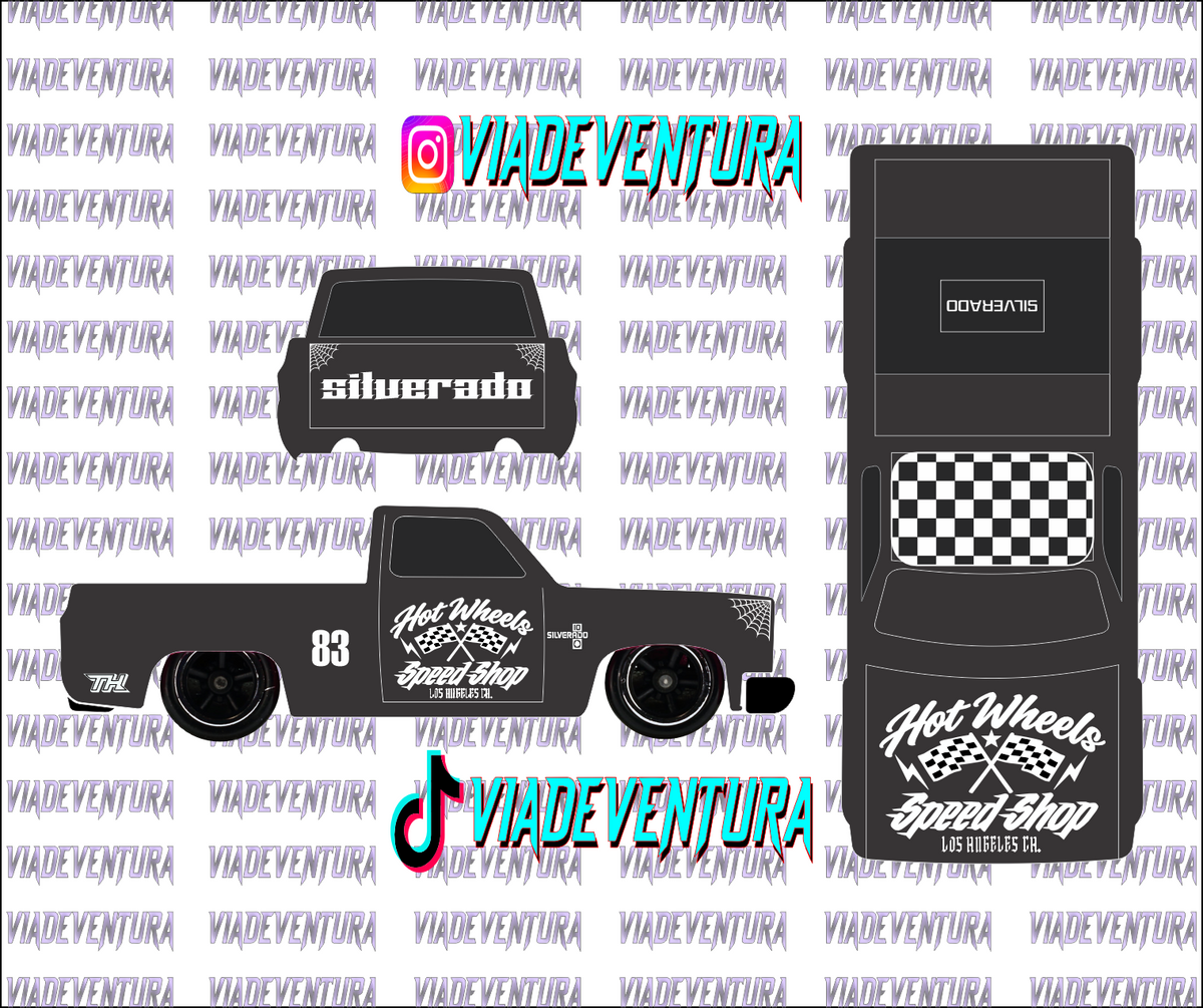 Hot Rod 1/64 83 Silverado WHITE TONER Universal Waterslide Decal for Hot