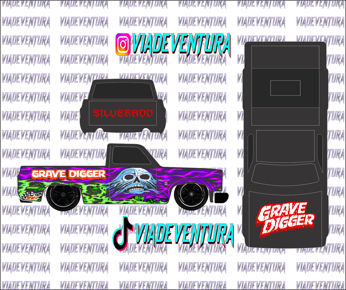 Grave Digger 1/64 83 Silverado WHITE TONER Universal Waterslide Decal for Hot