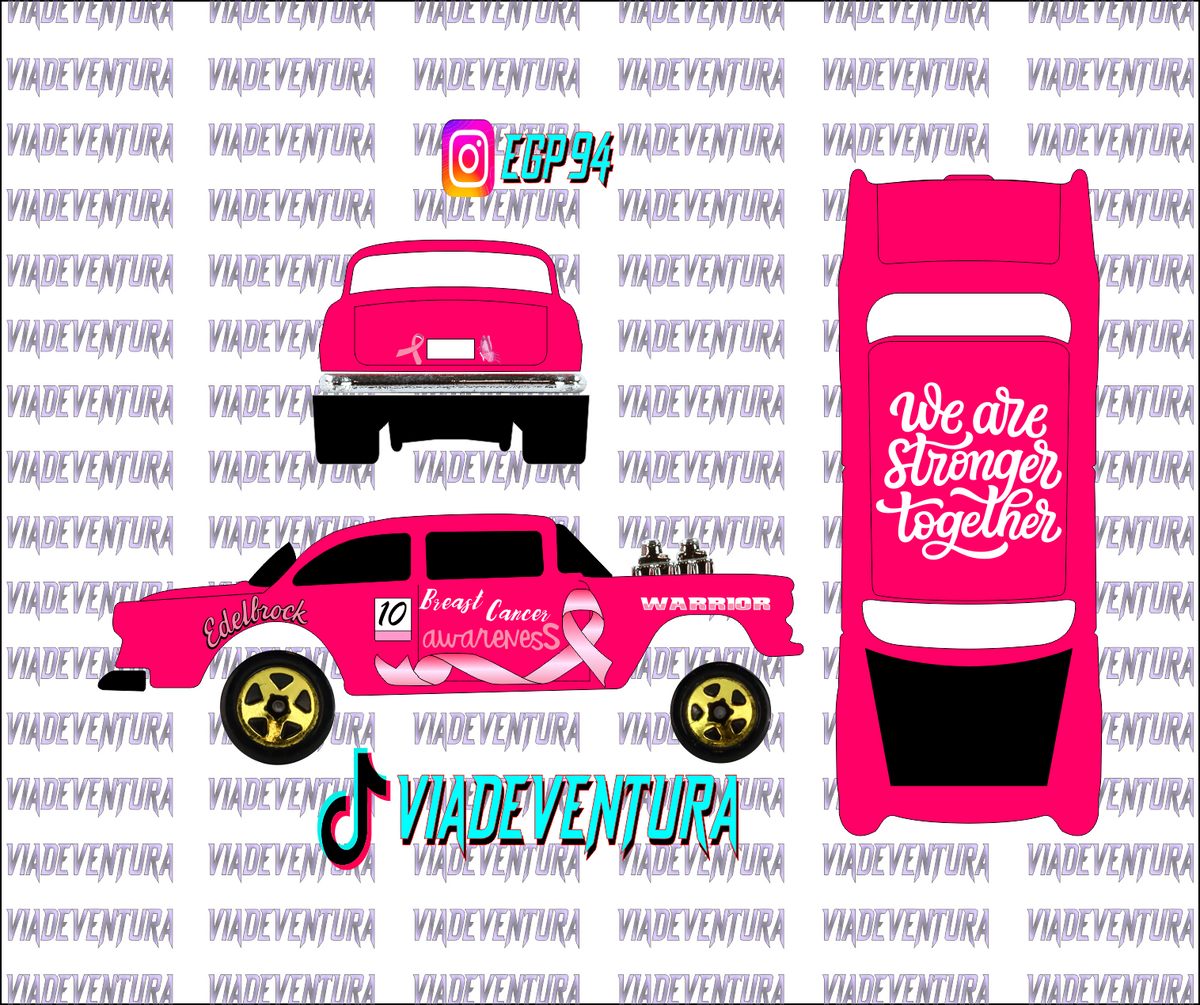 Breast Awareness 1/64 55 Gasser WHITE TONER Universal Waterslide Decal for Hot