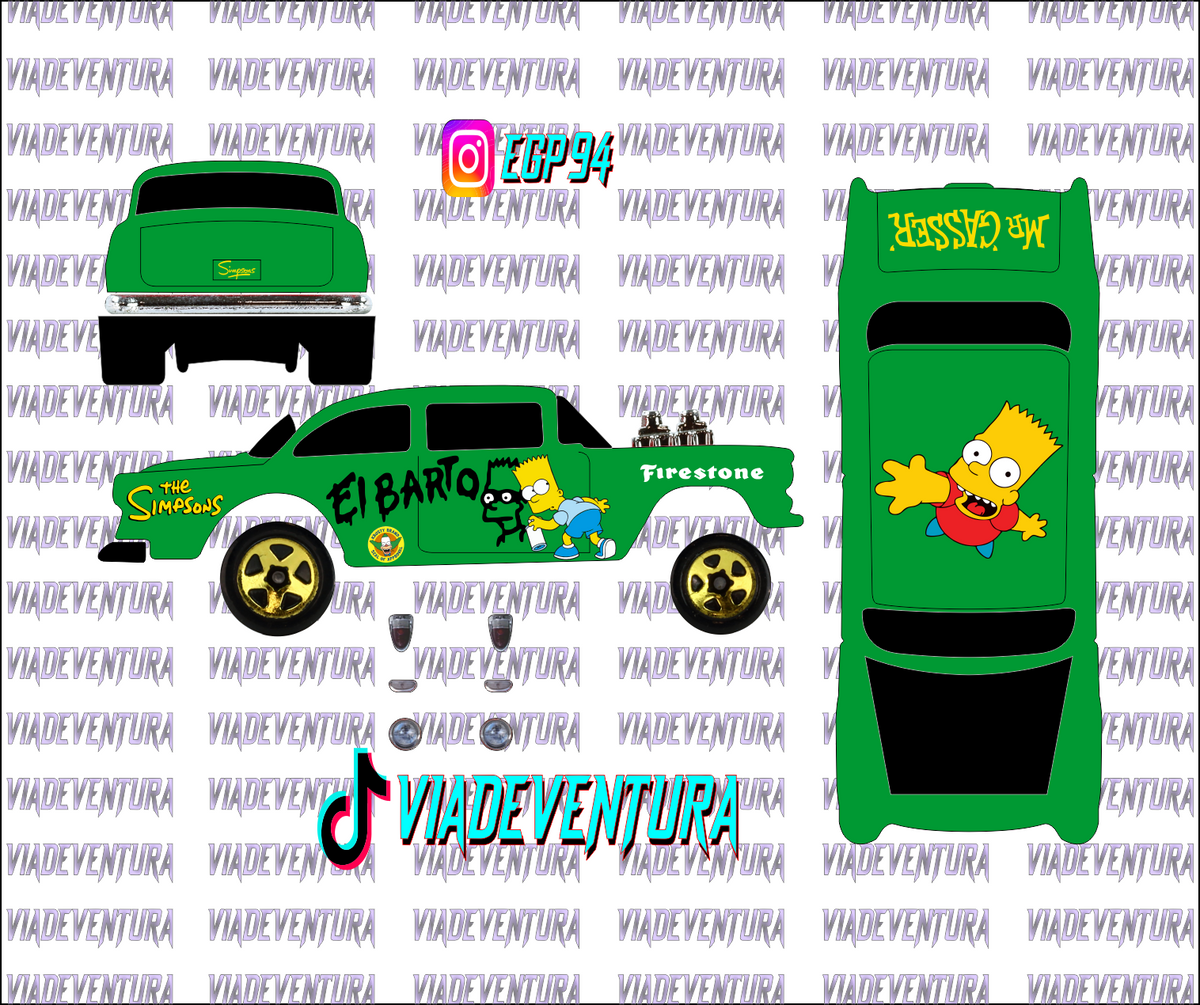 El Barto 1/64 55 Gasser WHITE TONER Universal Waterslide Decal for Hot