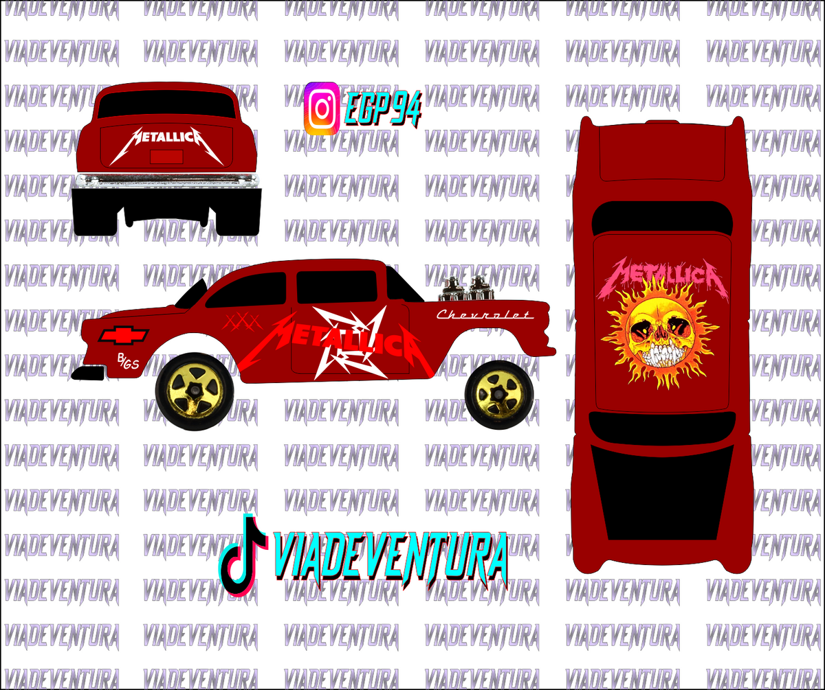 Metallica 1/64 55 Gasser WHITE TONER Universal Waterslide Decal for Hot
