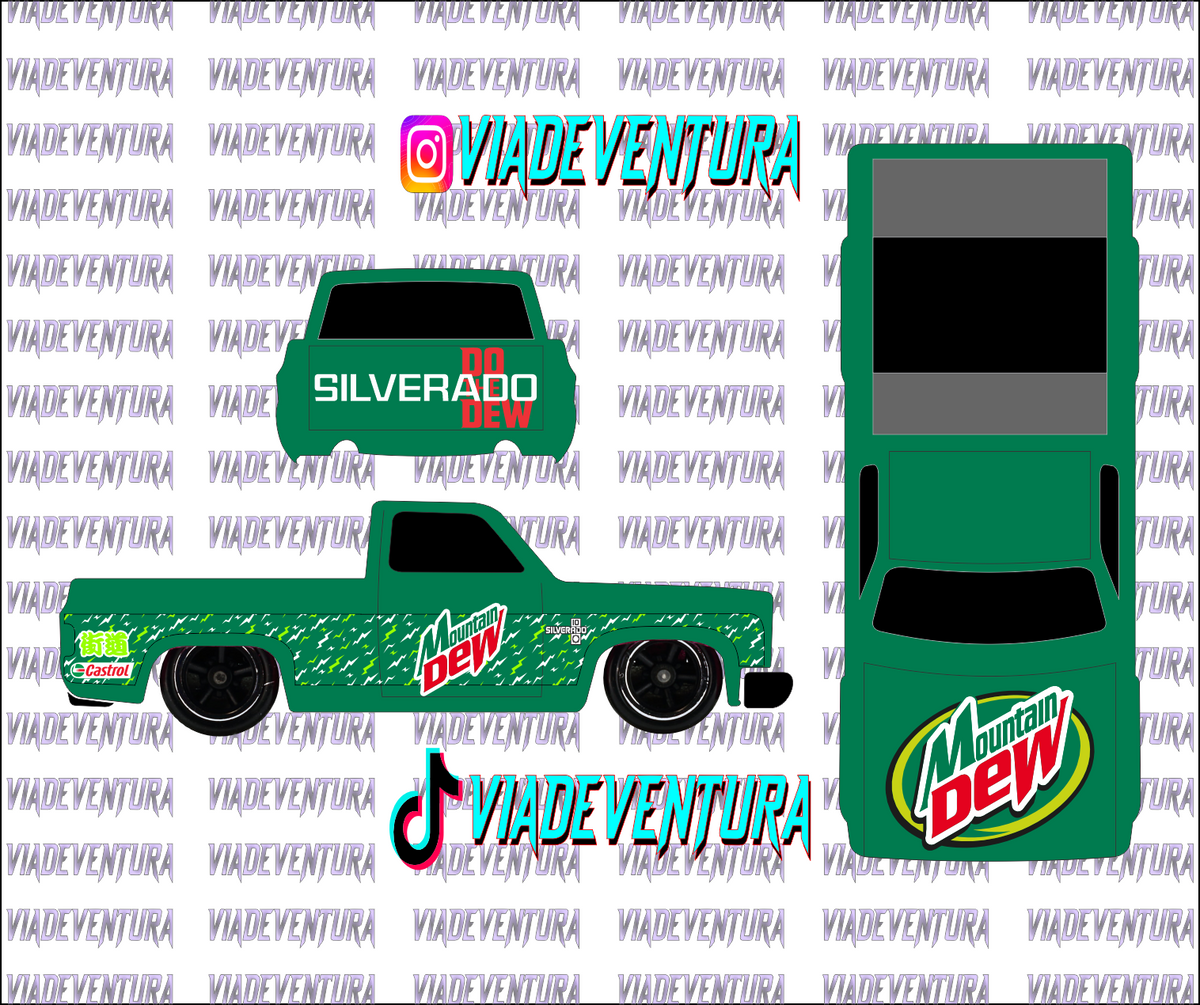 Mtn Dew 1/64 83 Silverado WHITE TONER Universal Waterslide Decal for Hot