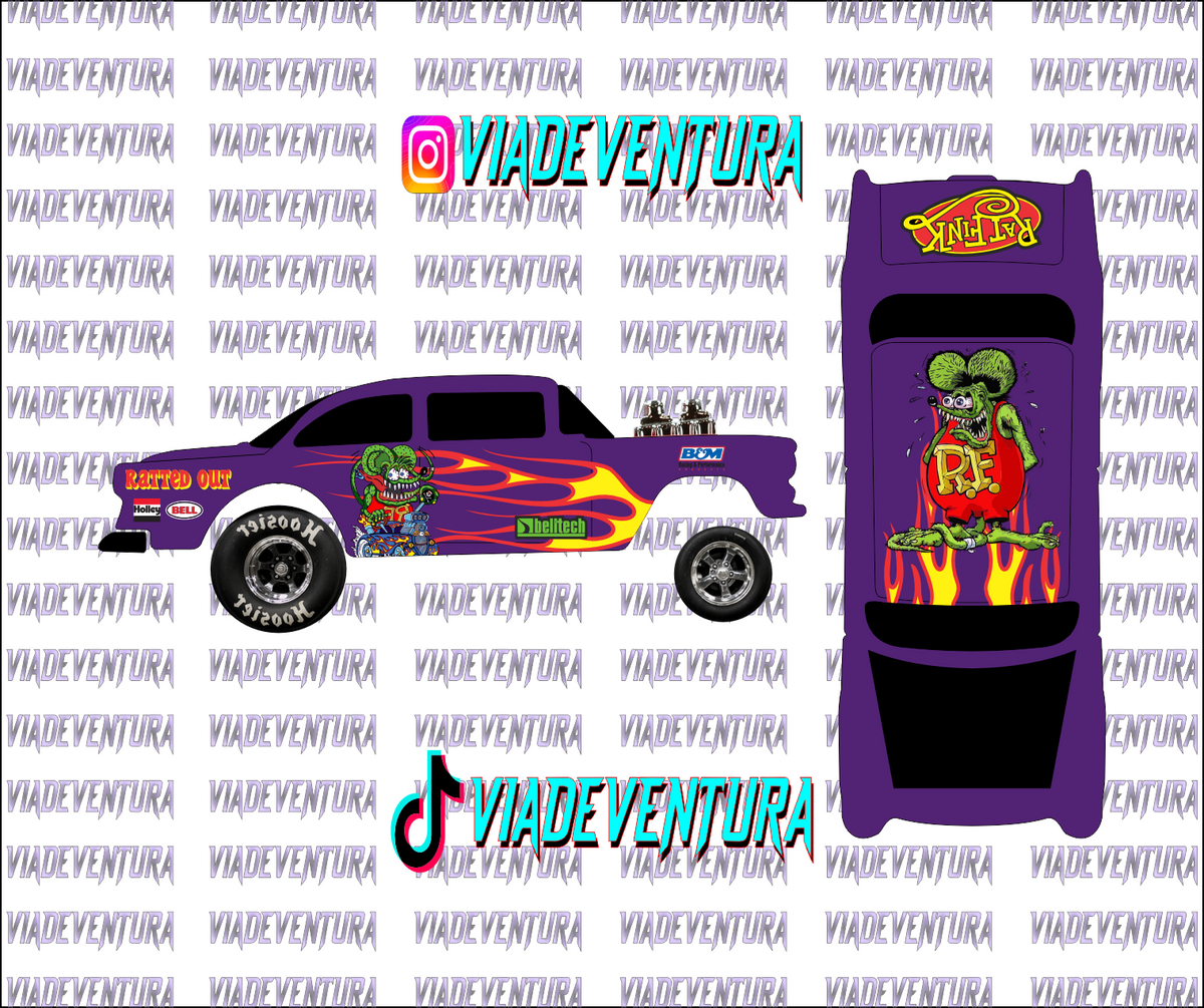 Rat Fink V2 1/64 55 Gasser WHITE TONER Universal Waterslide Decal for Hot